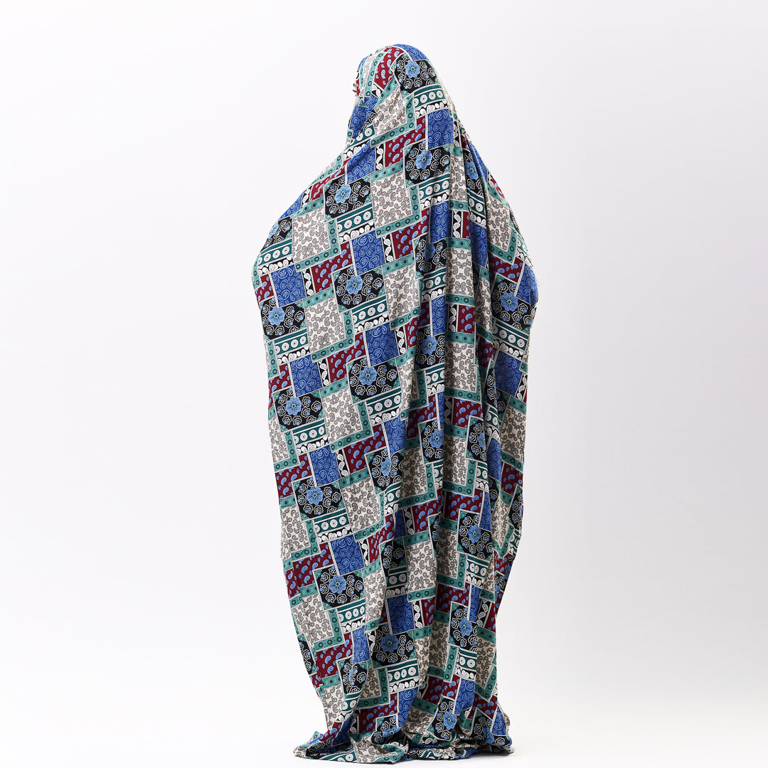 Prayer Dress Abaya Viscose Fabric One Piece | Elegant Islamic Prayer Attire for Women Prayer Dress (Paisley Blue)