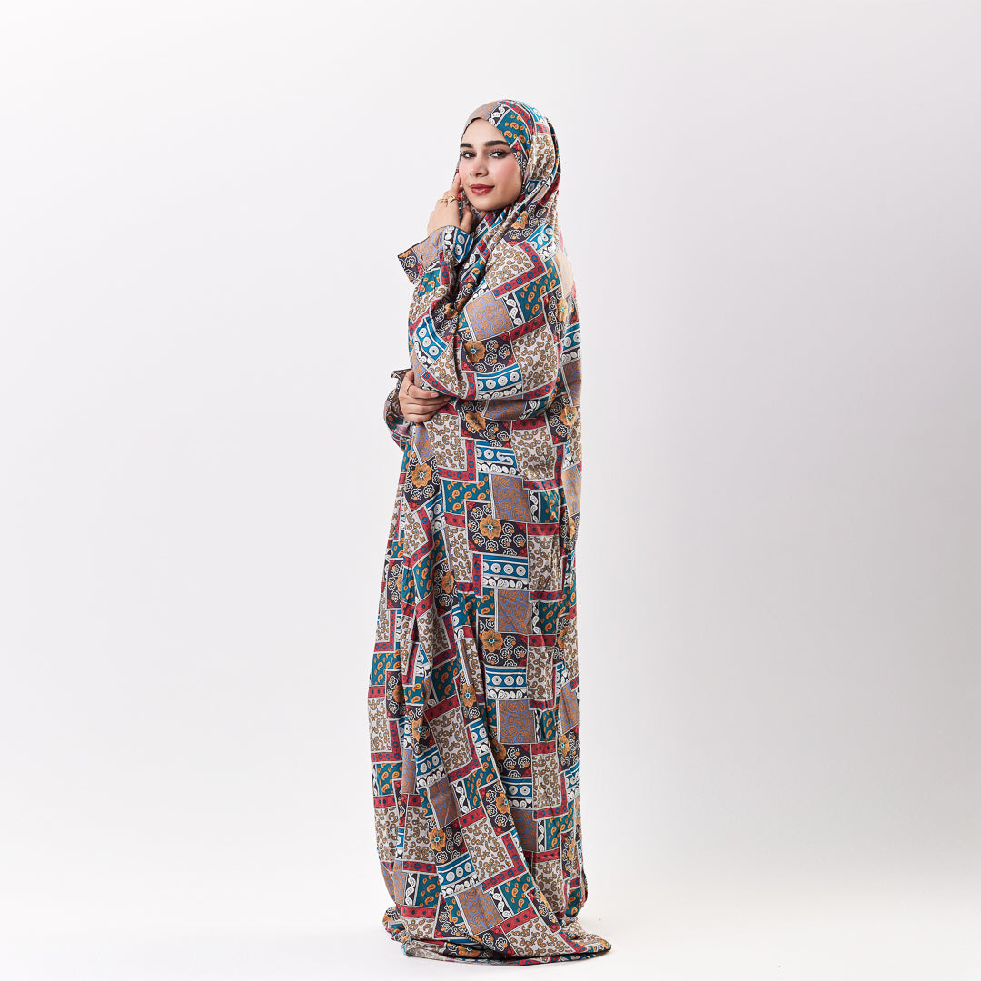 Prayer Dress Abaya Viscose Fabric One Piece | Elegant Islamic Prayer Attire for Women Prayer Dress (Paisley Green)