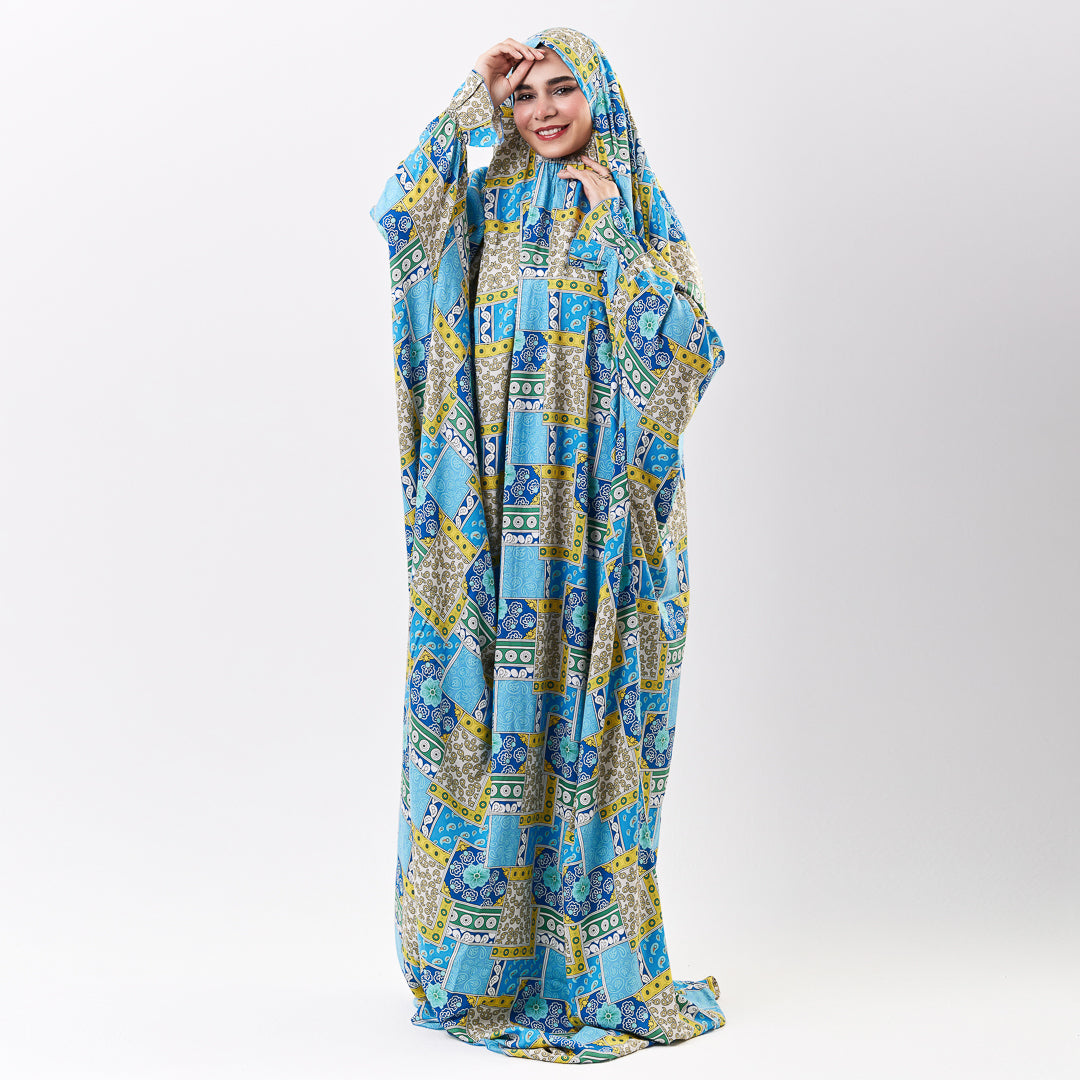 Prayer Dress Abaya Viscose Fabric One Piece | Elegant Islamic Prayer Attire for Women Prayer Dress (Paisley Turqouise)