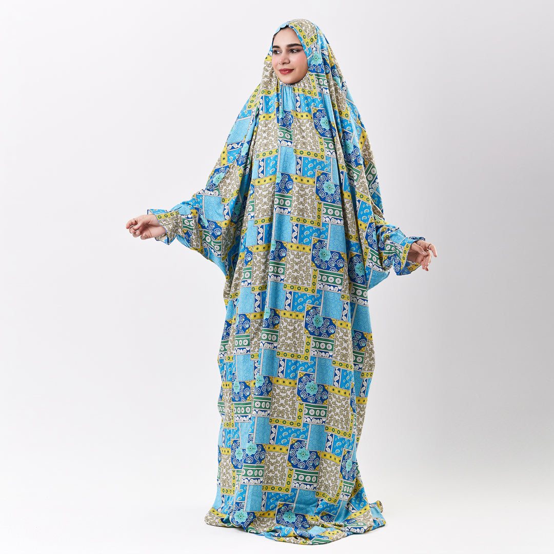 Prayer Dress Abaya Viscose Fabric One Piece | Elegant Islamic Prayer Attire for Women Prayer Dress (Paisley Turqouise)