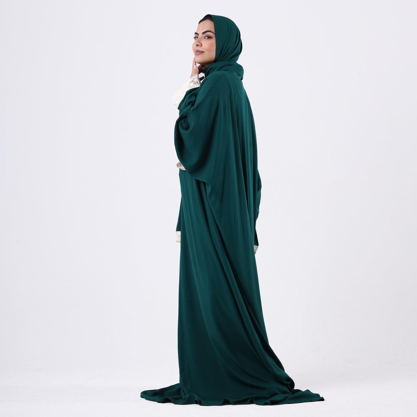 Prayer Dress One Piece With Headscarf Dark Green