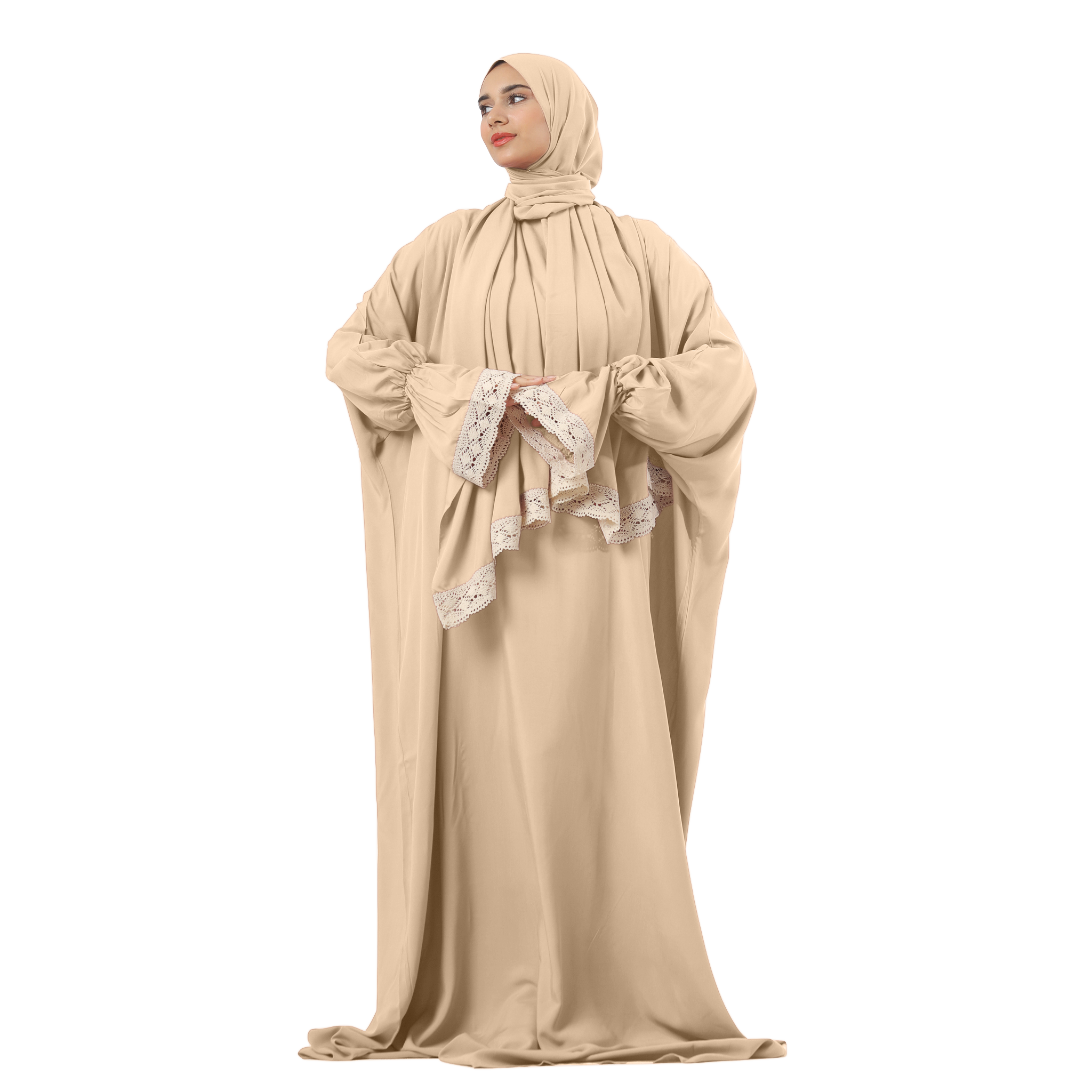 Prayer Dress One Piece With Headscarf Beige