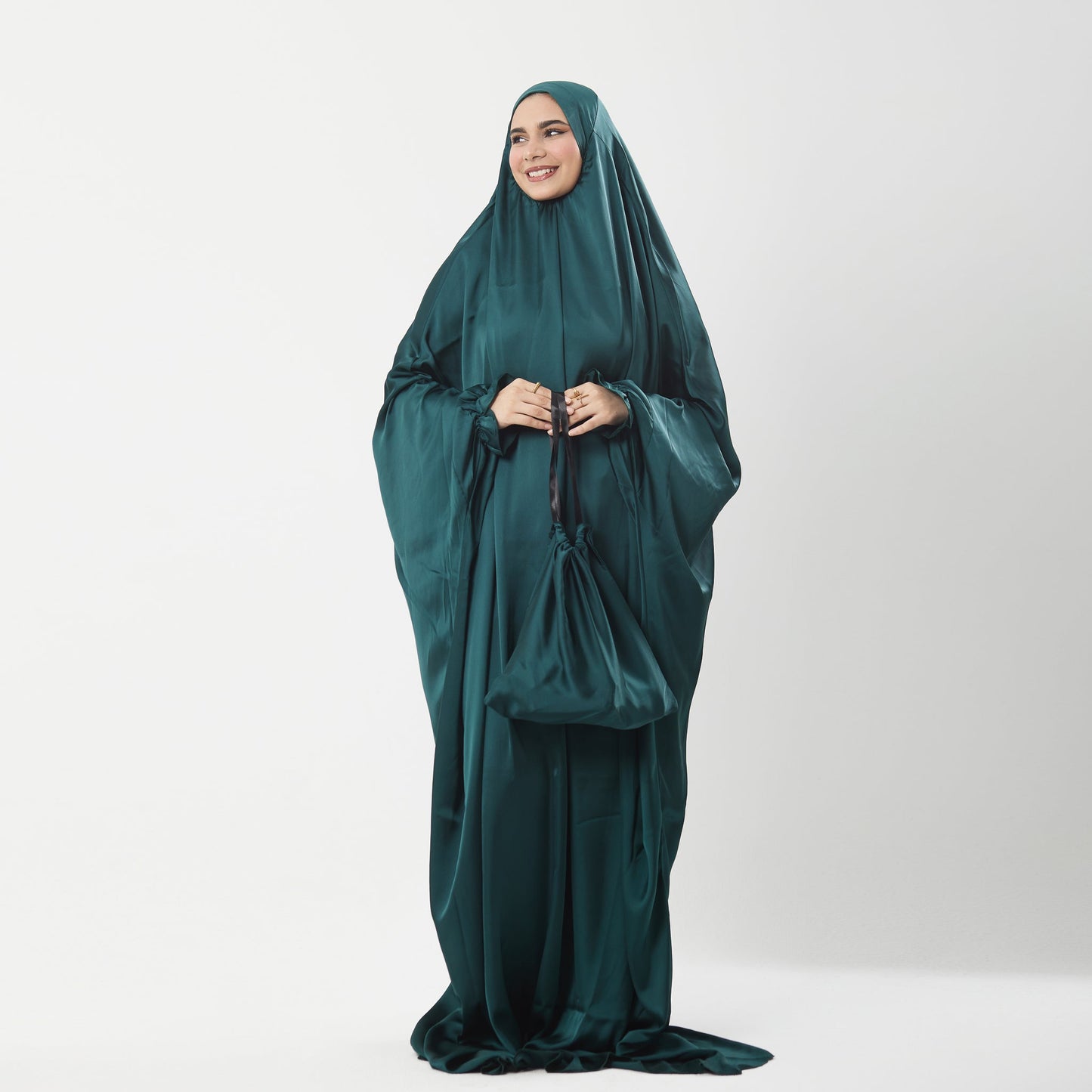 Abaya Silk Abaya Prayer Dress One Piece | Elegant Islamic Prayer Attire for Women Green - Noury Hub
