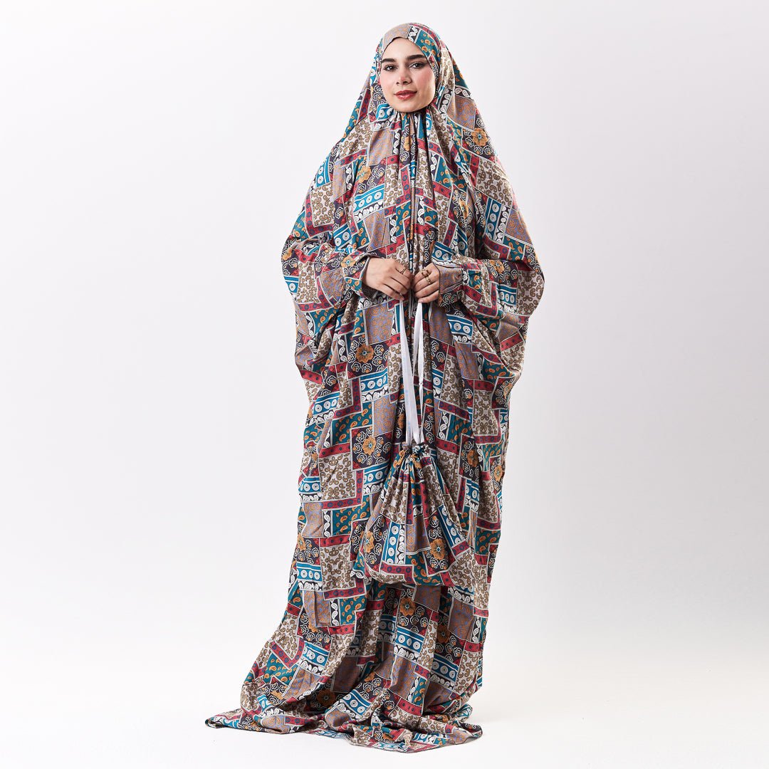 Prayer Dress Abaya Viscose Fabric One Piece | Elegant Islamic Prayer Attire for Women Prayer Dress (Paisley Green) - Noury Hub