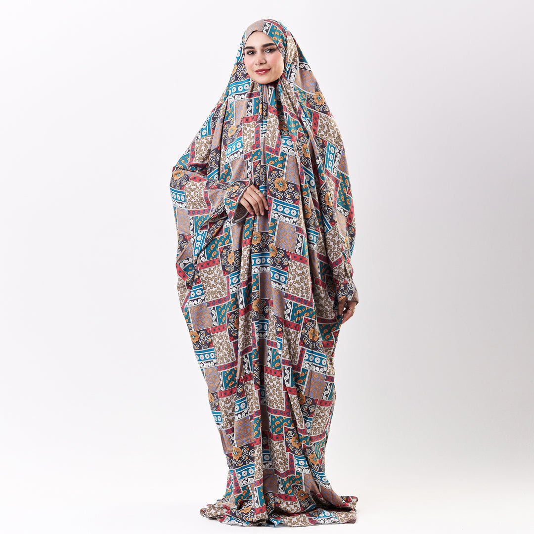 Prayer Dress Abaya Viscose Fabric One Piece | Elegant Islamic Prayer Attire for Women Prayer Dress (Paisley Green) - Noury Hub