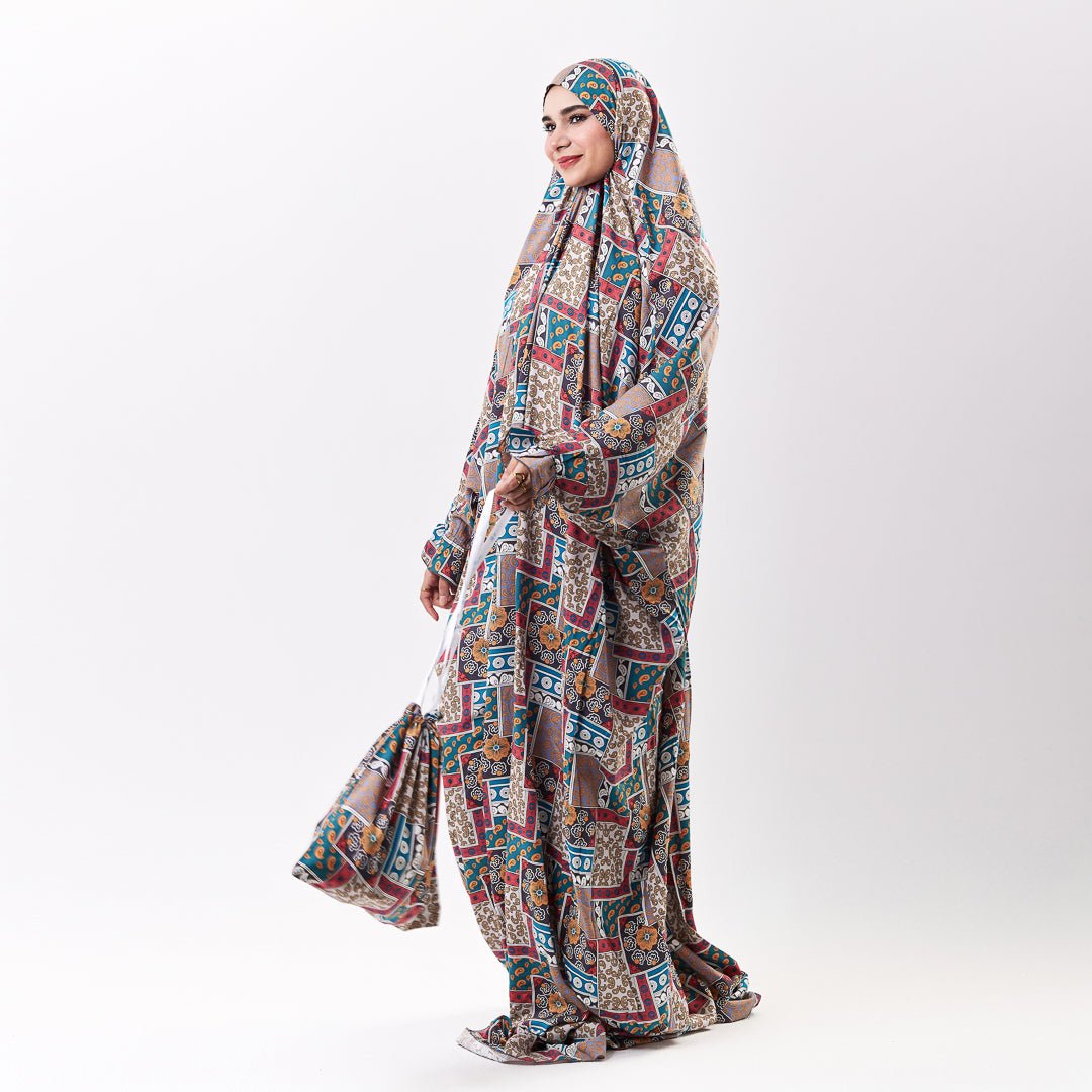 Prayer Dress Abaya Viscose Fabric One Piece | Elegant Islamic Prayer Attire for Women Prayer Dress (Paisley Green) - Noury Hub