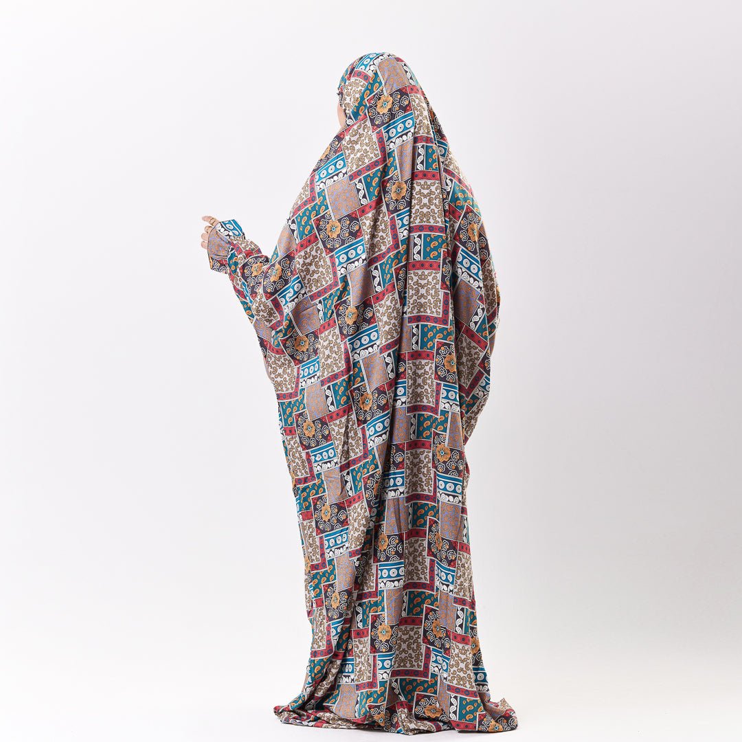 Prayer Dress Abaya Viscose Fabric One Piece | Elegant Islamic Prayer Attire for Women Prayer Dress (Paisley Green) - Noury Hub