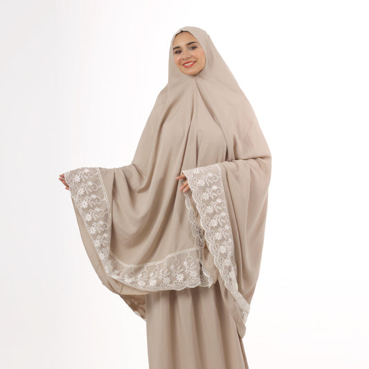 Prayer Dress Dantel Beige - Noury Hub