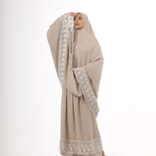 Prayer Dress Dantel Beige - Noury Hub