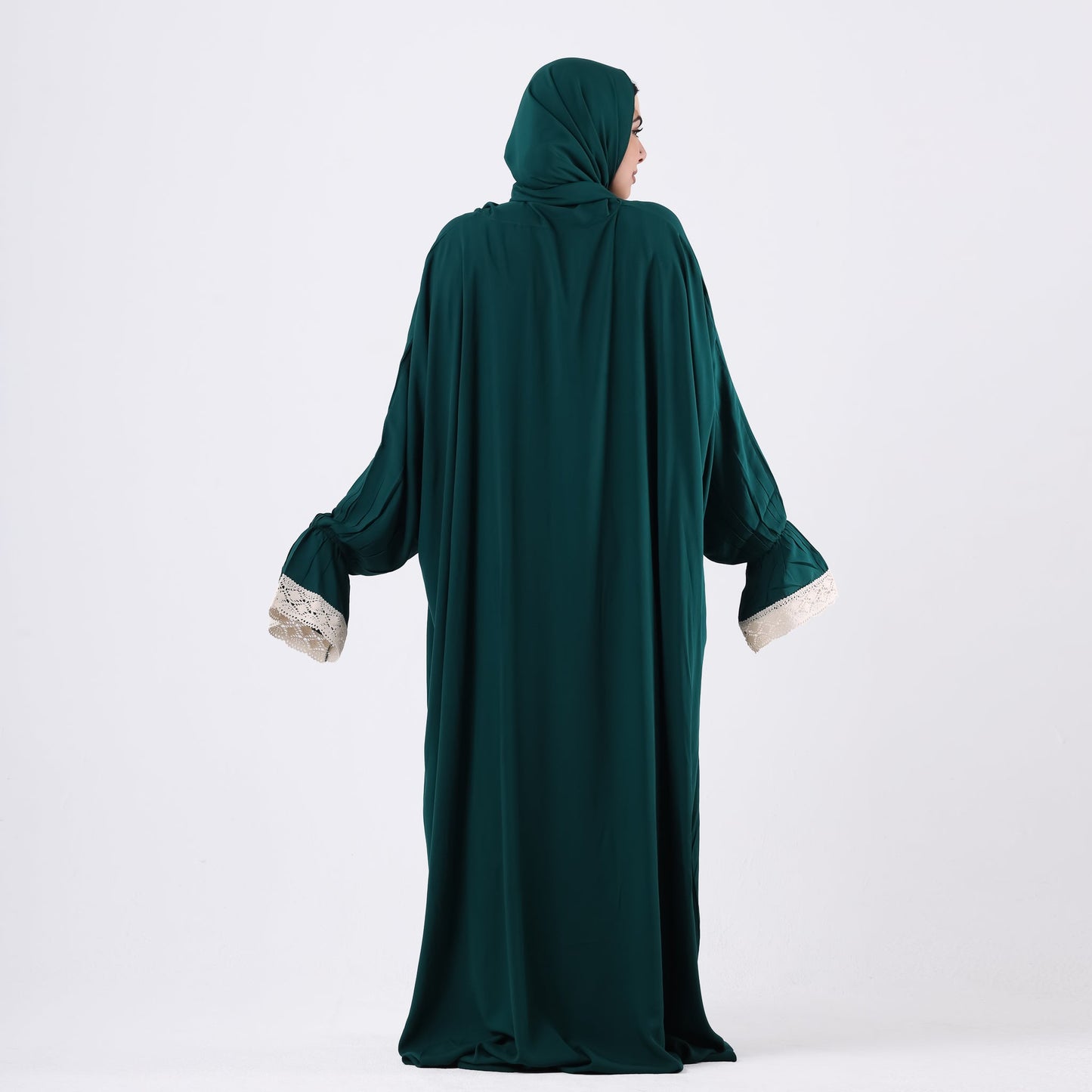 Prayer Dress One Piece With Headscarf Dark Green - Noury Hub