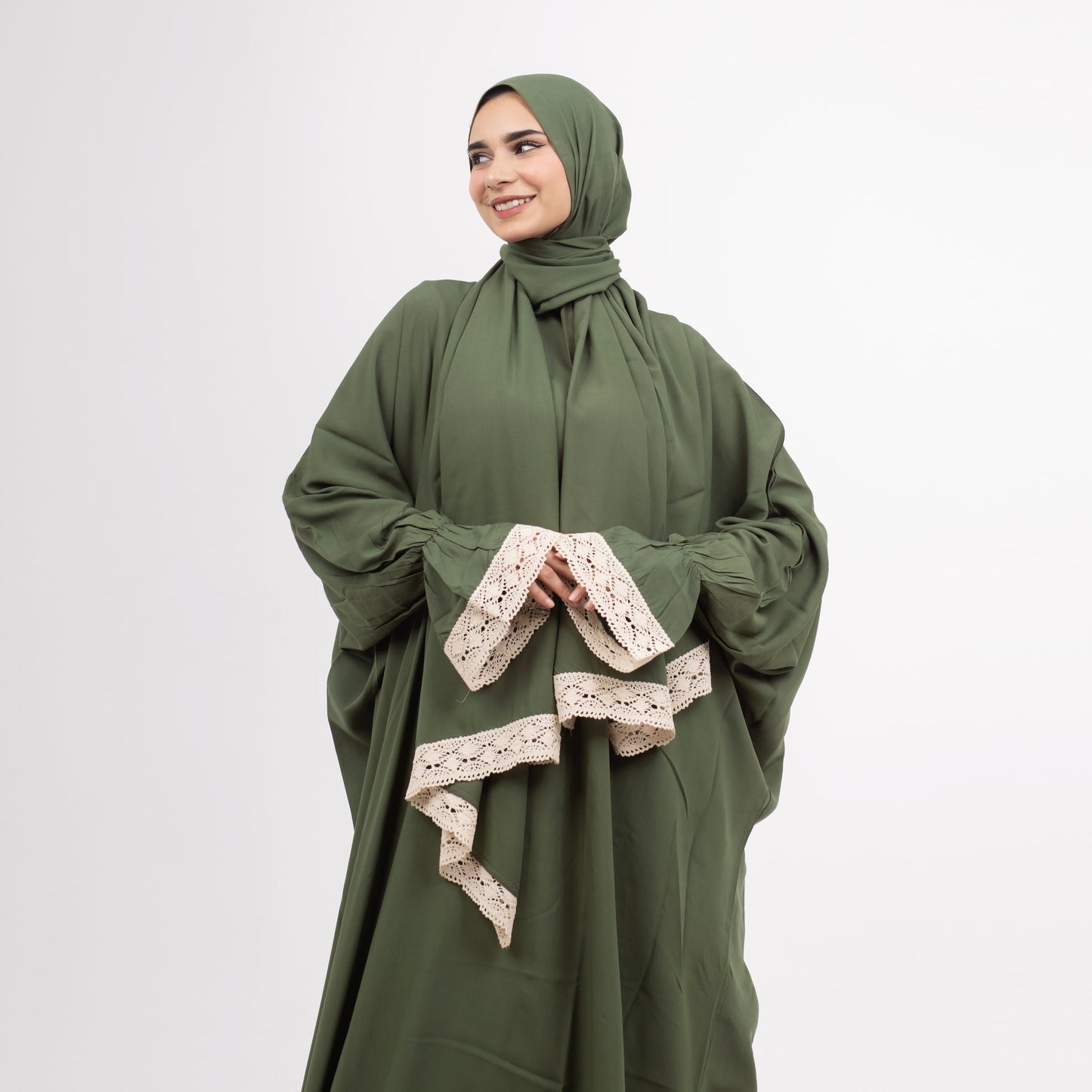 Prayer Dress Abaya Olive Prayer Dress One Piece With Headscarf Olive - Noury Hub