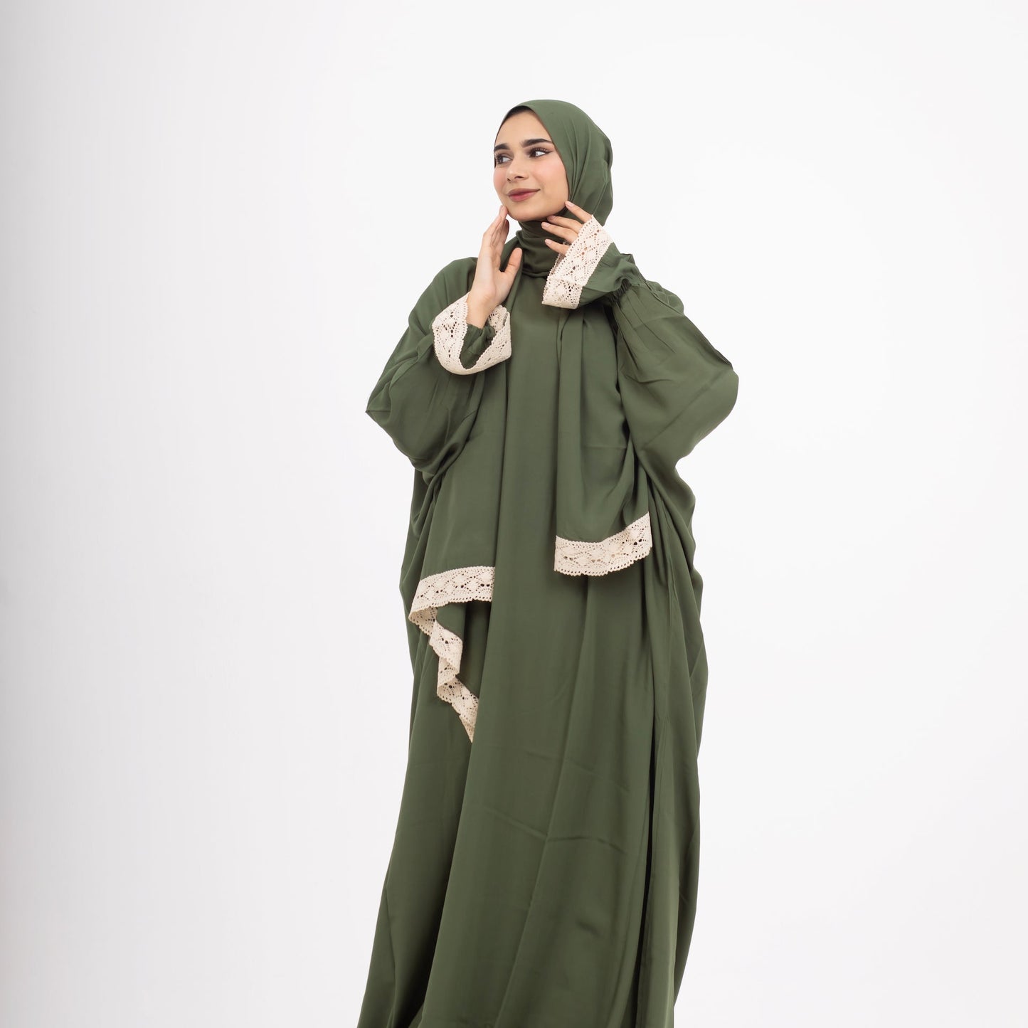 Prayer Dress Abaya Olive Prayer Dress One Piece With Headscarf Olive - Noury Hub
