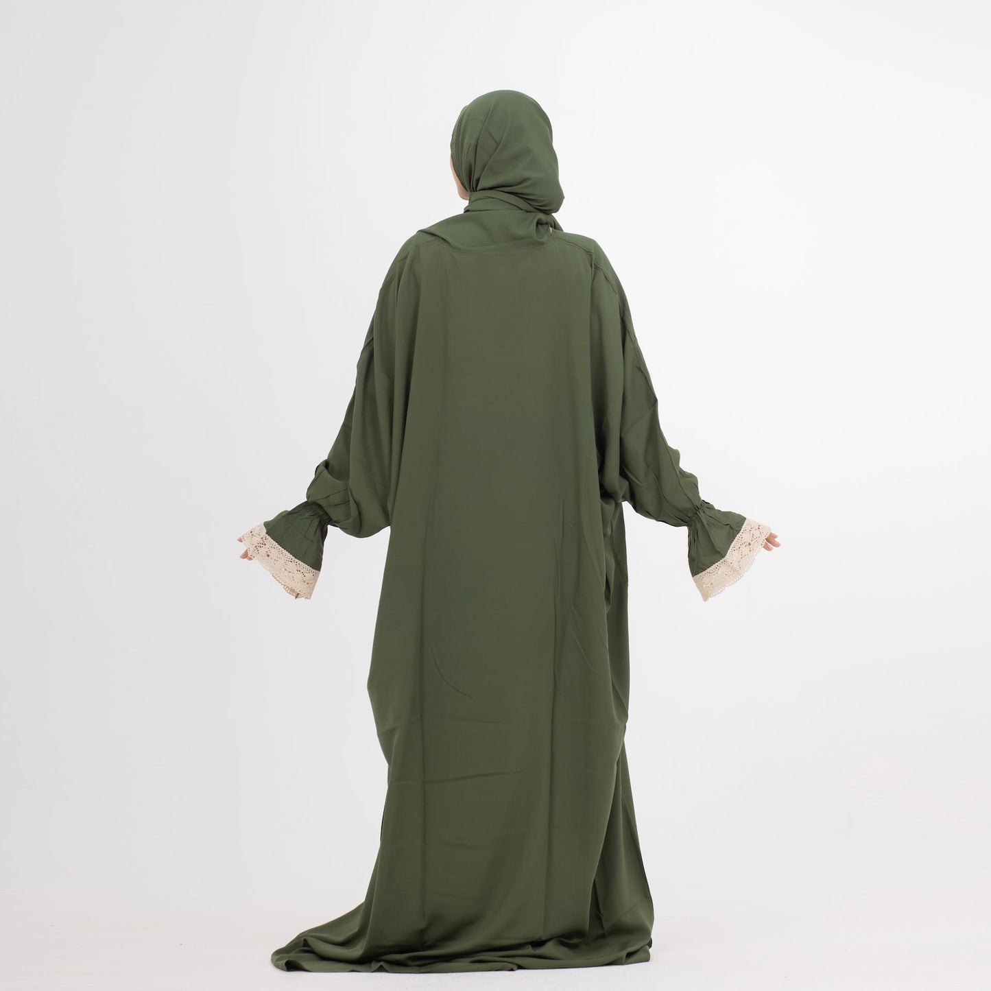 Prayer Dress Abaya Olive Prayer Dress One Piece With Headscarf Olive - Noury Hub