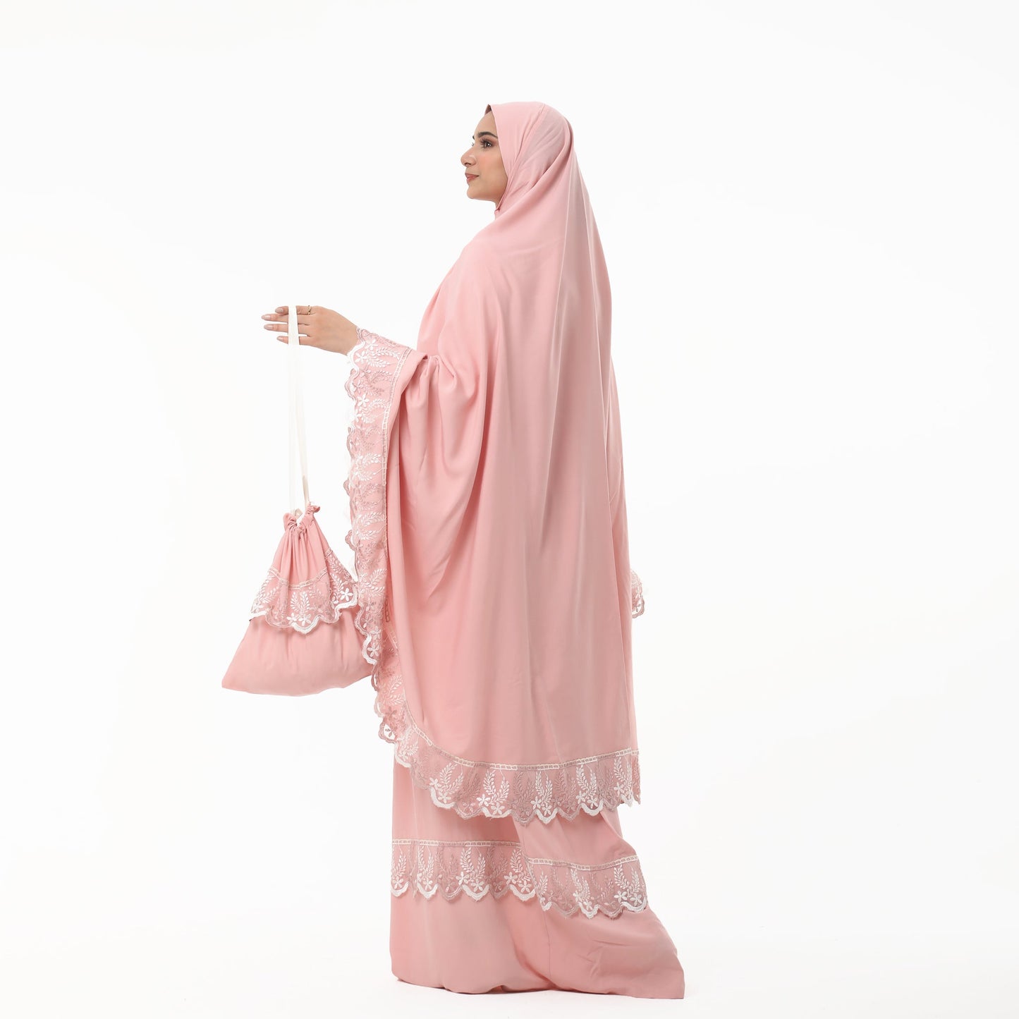 Prayer Dress Dantel Pink - Noury Hub