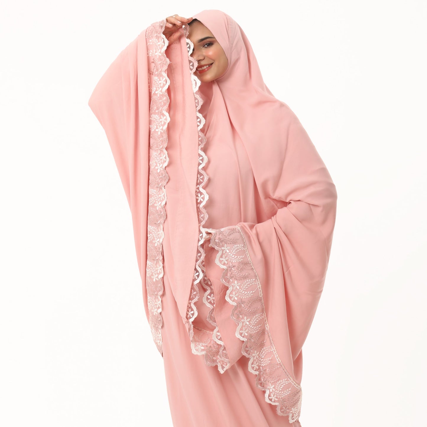 Prayer Dress Dantel Pink - Noury Hub