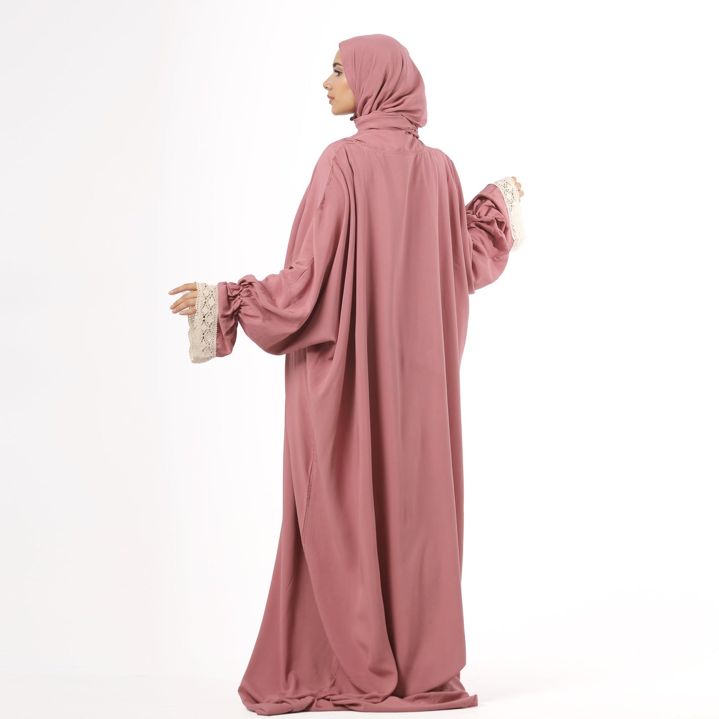 Prayer Dress One Piece With Headscarf Pink Abaya - Noury Hub