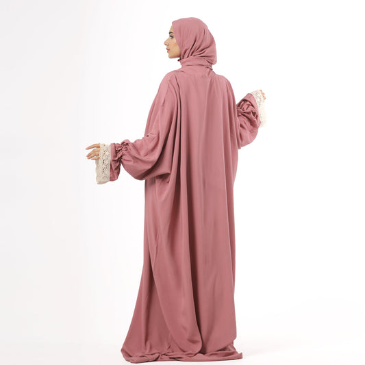 Prayer Dress One Piece With Headscarf Pink Abaya - Noury Hub