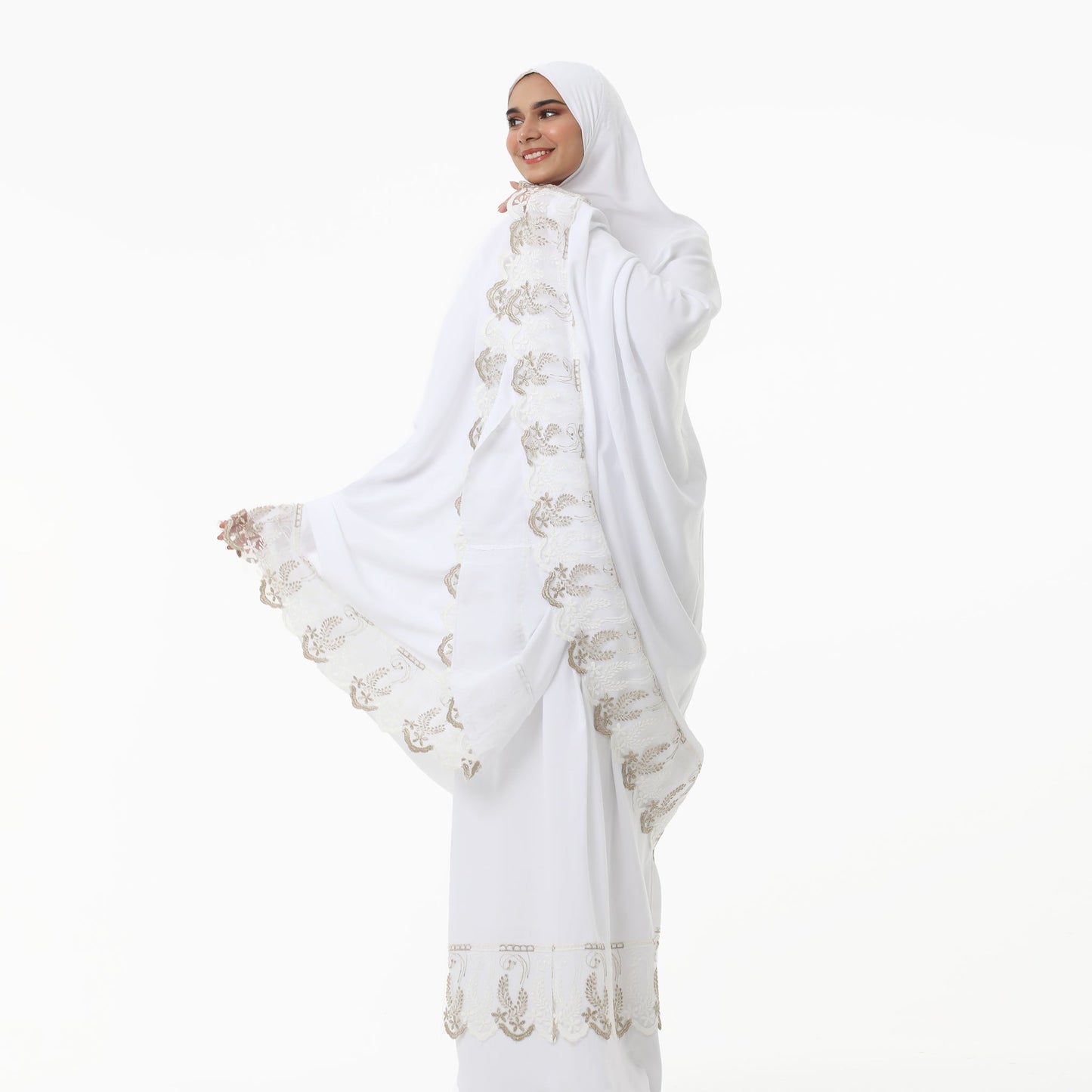 Prayer Dress Two Pieces Dantel White - Noury Hub