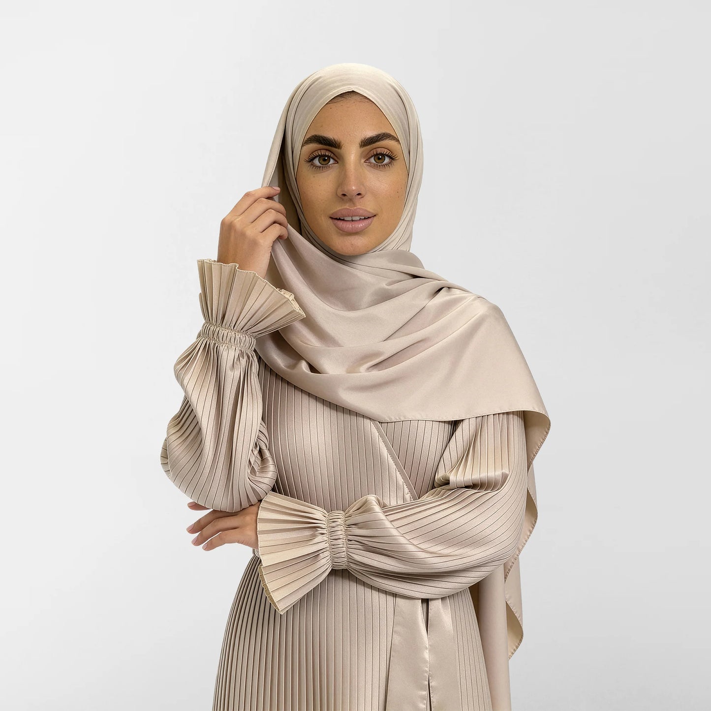 Satin prayer wear features a unique design that combines grace and comfort,