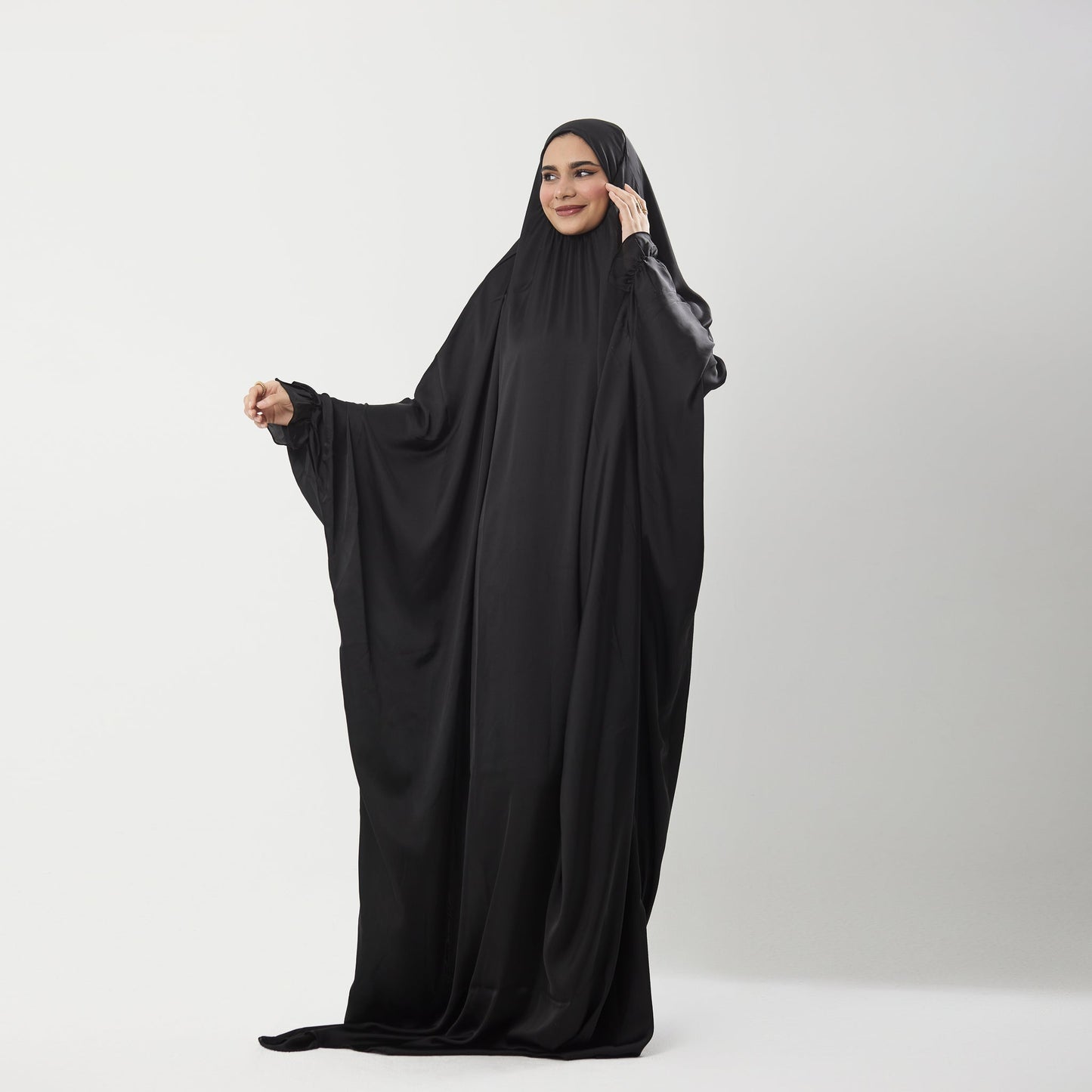 Abaya Silk Abaya Prayer Dress One Piece | Elegant Islamic Prayer Attire for Women Black - Noury Hub