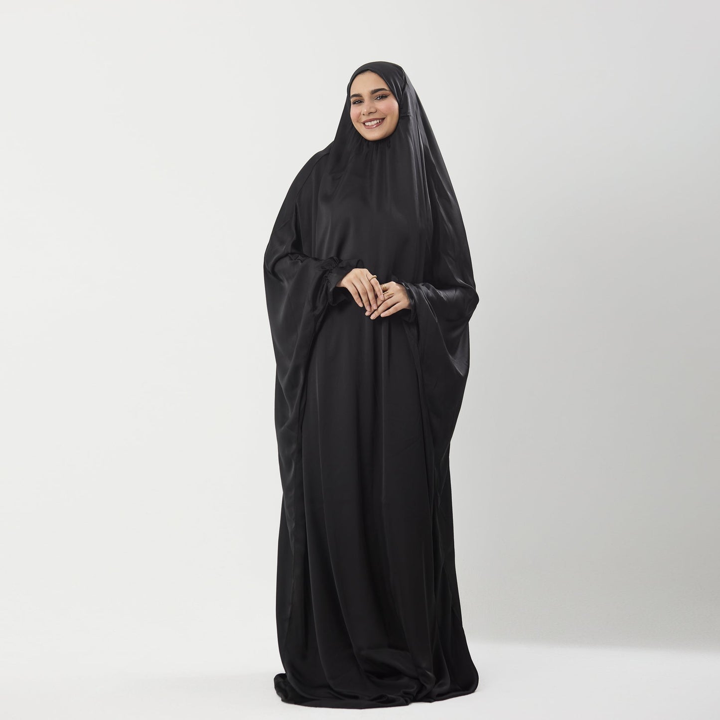 Abaya Silk Abaya Prayer Dress One Piece | Elegant Islamic Prayer Attire for Women Black - Noury Hub