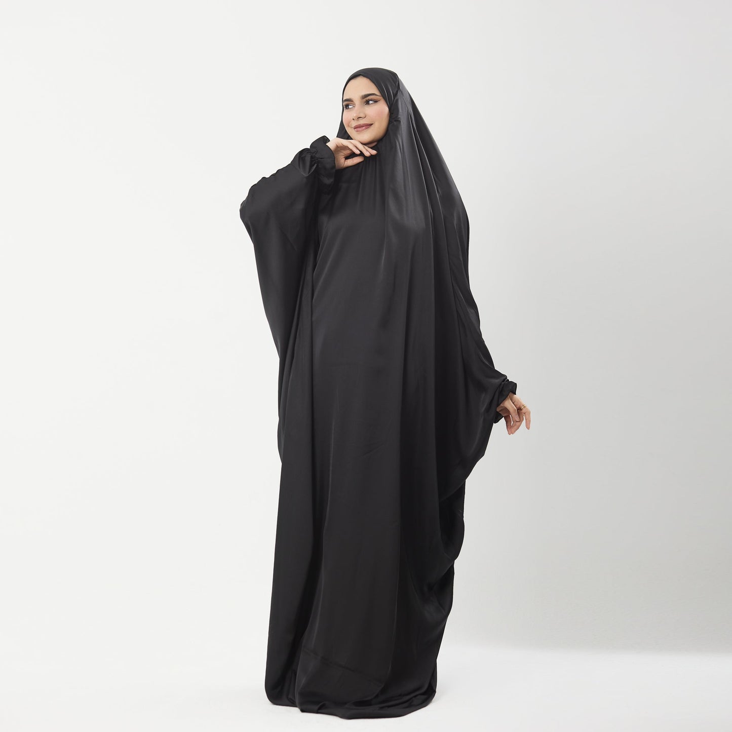 Abaya Silk Abaya Prayer Dress One Piece | Elegant Islamic Prayer Attire for Women Black - Noury Hub