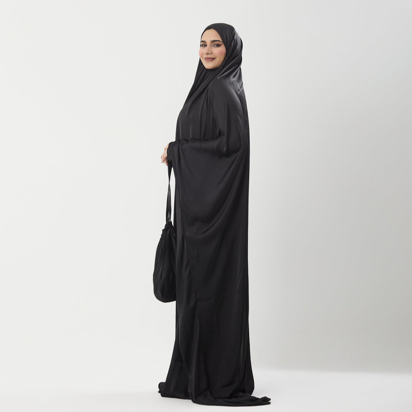 Abaya Silk Abaya Prayer Dress One Piece | Elegant Islamic Prayer Attire for Women Black - Noury Hub