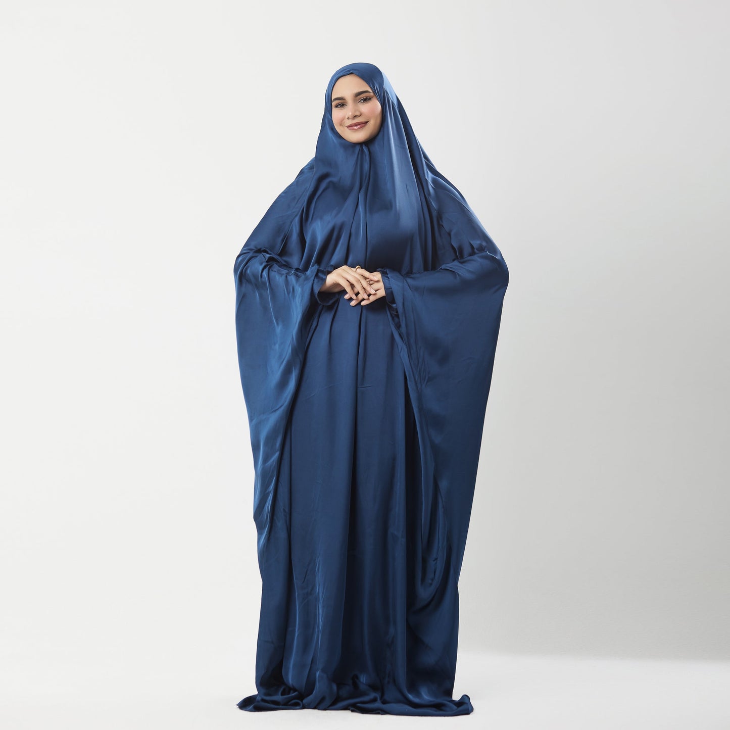 Abaya Silk Abaya Prayer Dress One Piece | Elegant Islamic Prayer Attire for Women Blue - Noury Hub