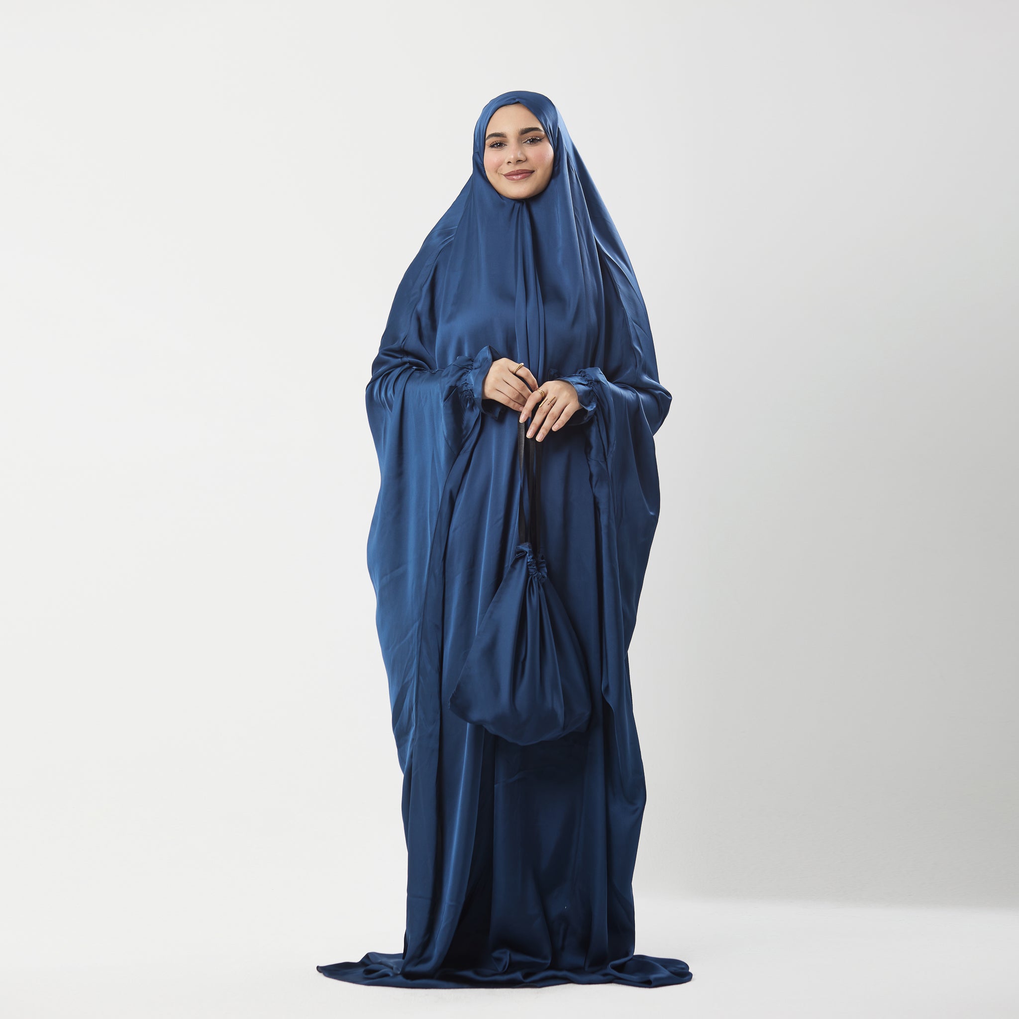 Abaya Silk Abaya Prayer Dress One Piece | Elegant Islamic Prayer Attire for Women Blue - Noury Hub
