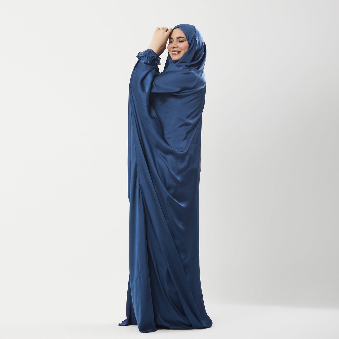 Abaya Silk Abaya Prayer Dress One Piece | Elegant Islamic Prayer Attire for Women Blue - Noury Hub