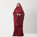 Abaya Silk Abaya Prayer Dress One Piece | Elegant Islamic Prayer Attire for Women Burgundy - Noury Hub