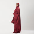 Abaya Silk Abaya Prayer Dress One Piece | Elegant Islamic Prayer Attire for Women Burgundy - Noury Hub