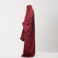Abaya Silk Abaya Prayer Dress One Piece | Elegant Islamic Prayer Attire for Women Burgundy - Noury Hub