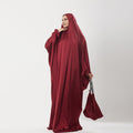 Abaya Silk Abaya Prayer Dress One Piece | Elegant Islamic Prayer Attire for Women Burgundy - Noury Hub
