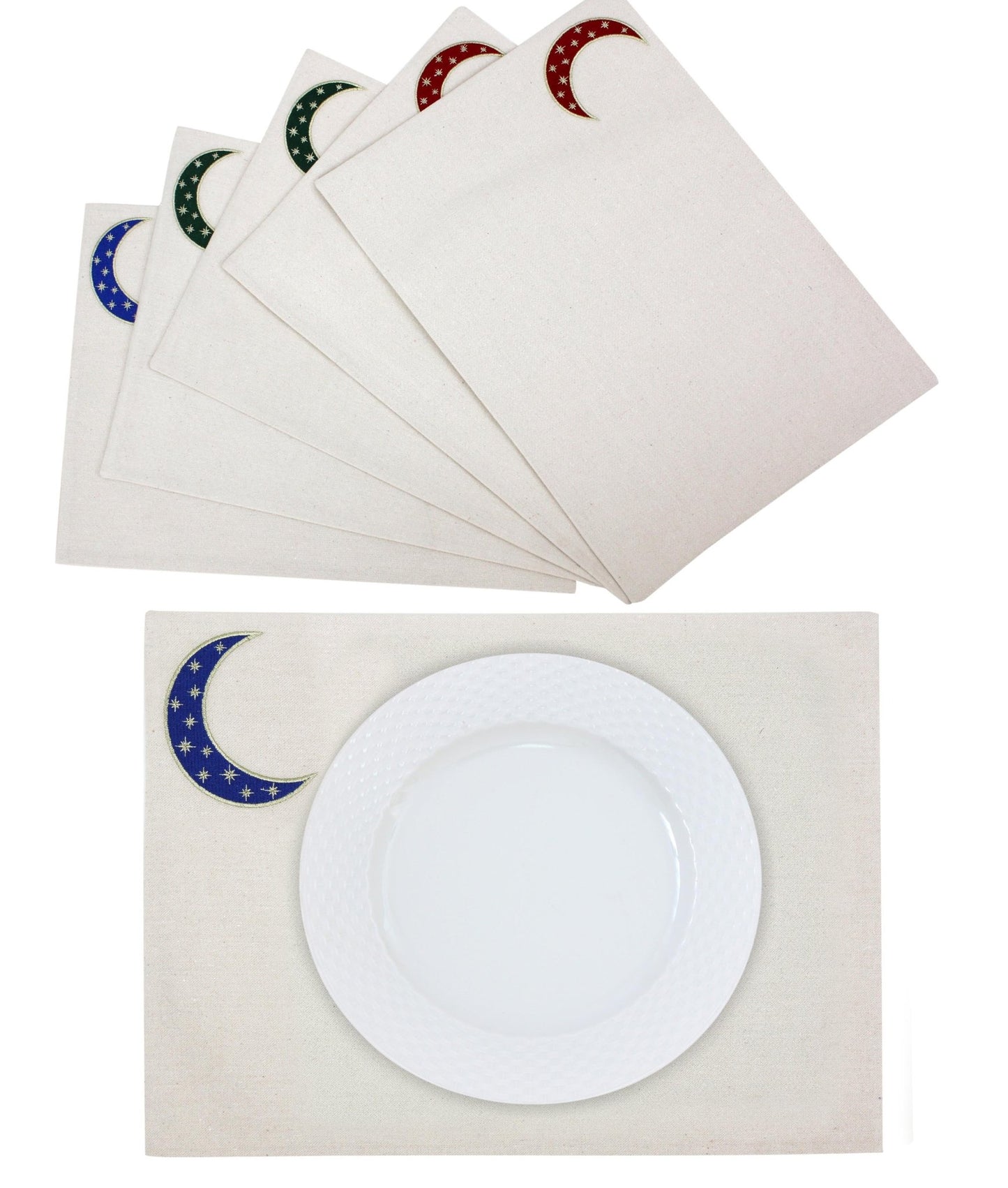 Placemats & Cutlery Set Of 6 Sparkling Crescent - Noury Hub