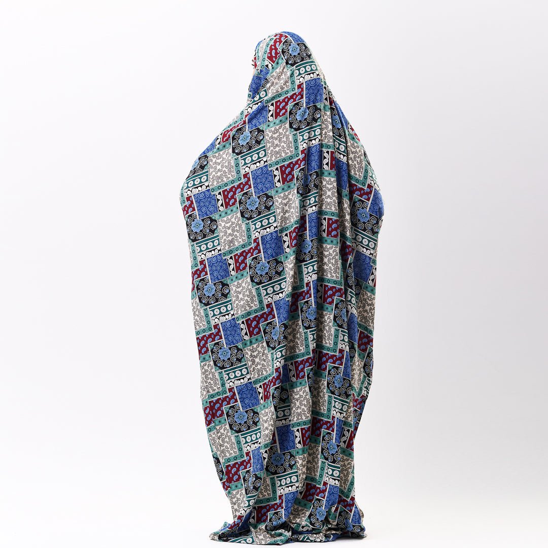 Prayer Dress Abaya Viscose Fabric One Piece | Elegant Islamic Prayer Attire for Women Prayer Dress (Paisley Blue) - Noury Hub