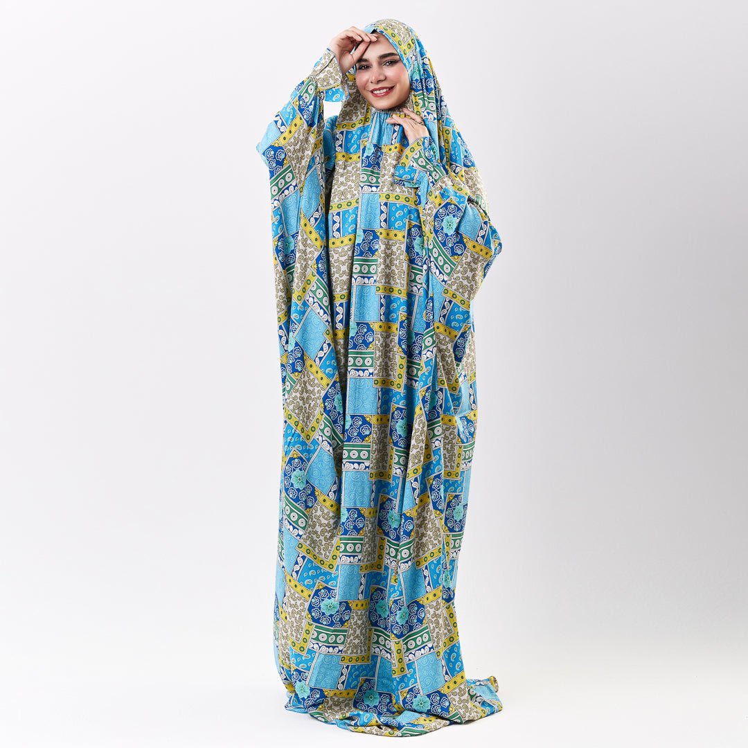 Prayer Dress Abaya Viscose Fabric One Piece | Elegant Islamic Prayer Attire for Women Prayer Dress (Paisley Turqouise) - Noury Hub