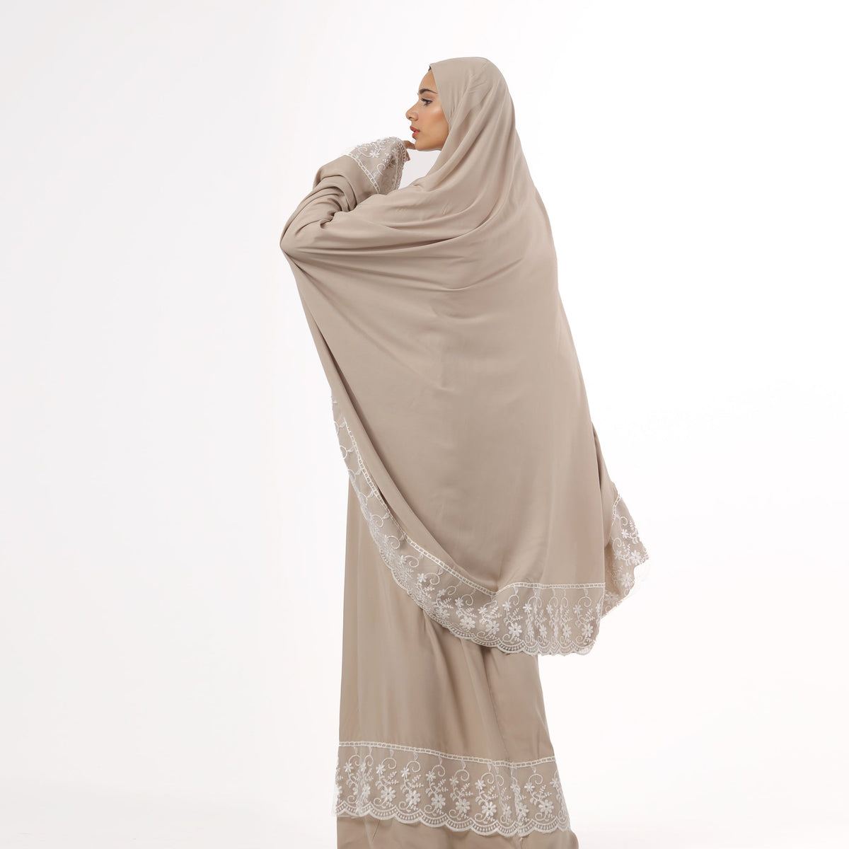 Prayer Dress Dantel Beige - Noury Hub