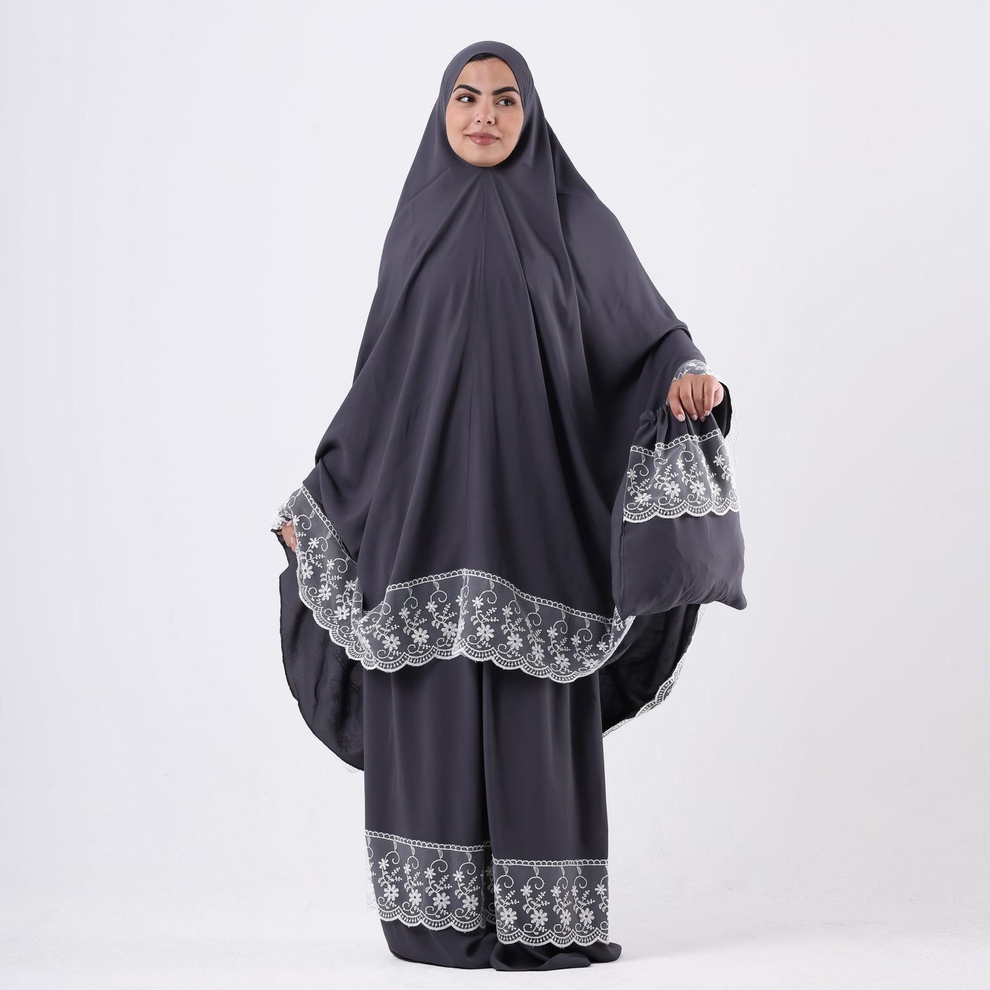 Prayer Dress Dantel Grey - Noury Hub
