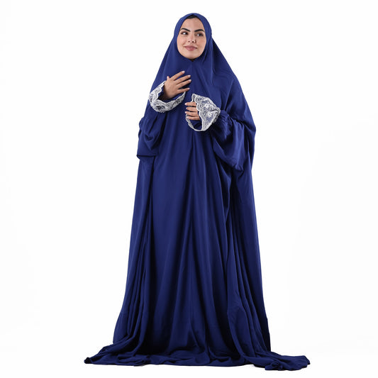 Prayer Dress One Piece Full Dress Blue Abaya - Noury Hub