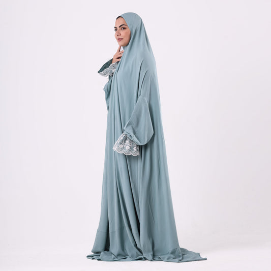 Prayer Dress One Piece Full Dress Mint Abaya - Noury Hub
