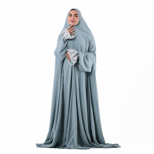 Prayer Dress One Piece Full Dress Mint Abaya - Noury Hub