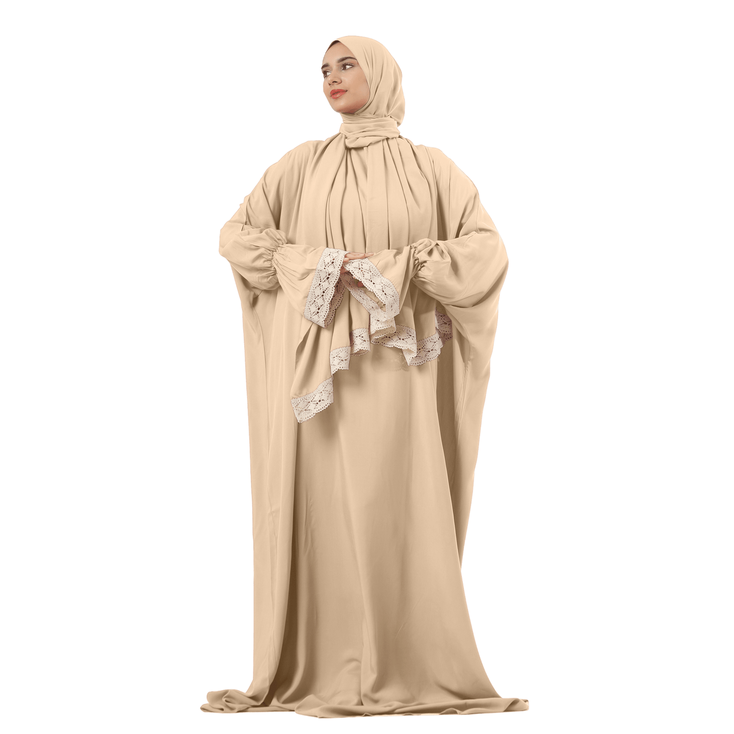 Prayer Dress One Piece With Headscarf Beige - Noury Hub