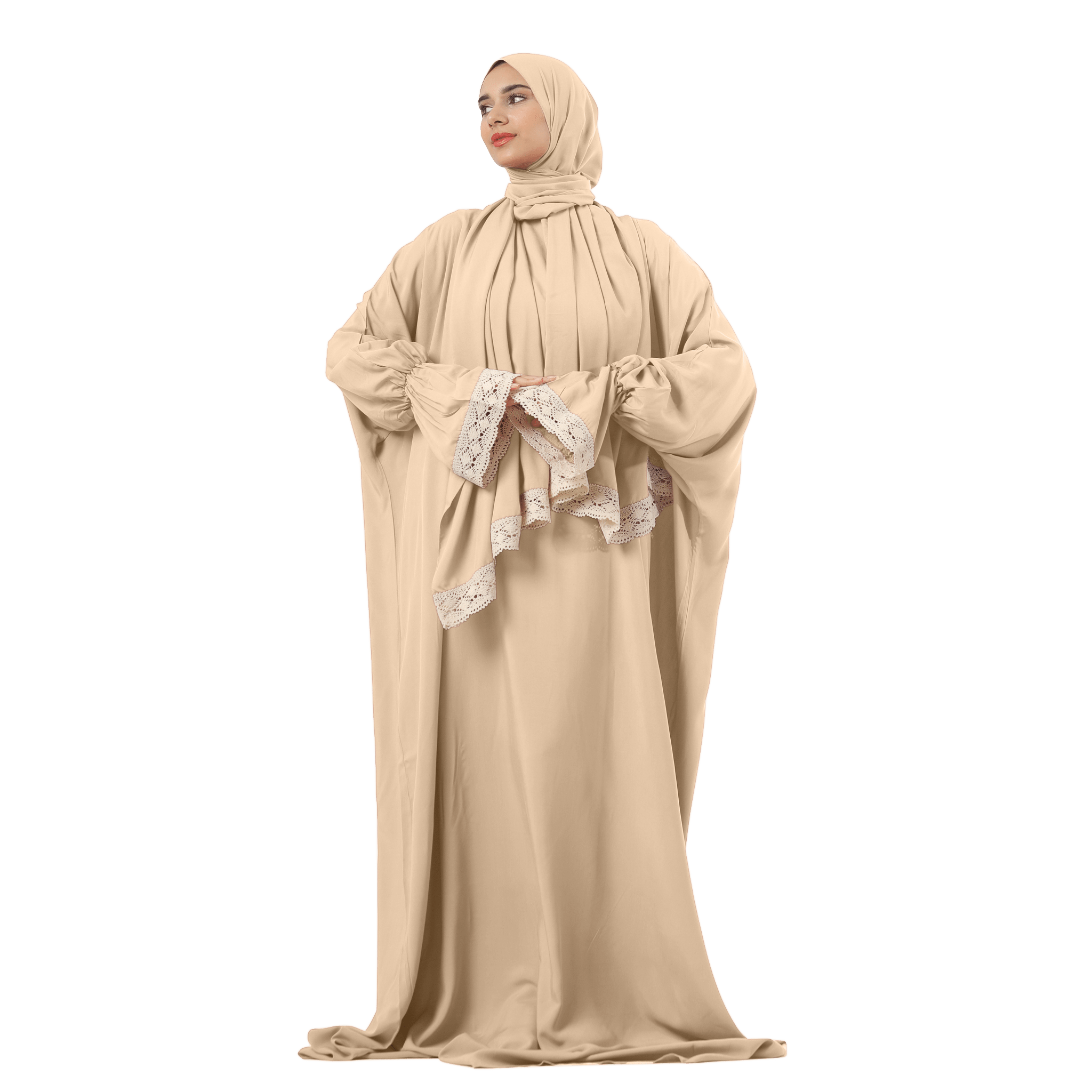Prayer Dress One Piece With Headscarf Beige - Noury Hub