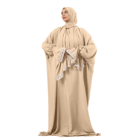 Prayer Dress One Piece With Headscarf Beige - Noury Hub