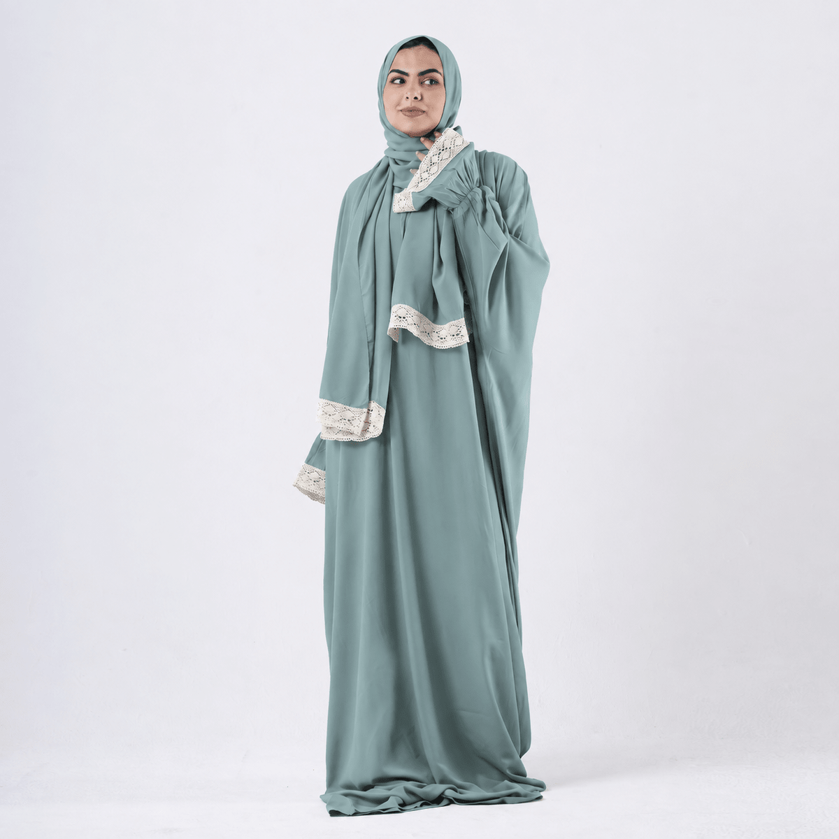 Prayer Dress One Piece With Headscarf Mint - Noury Hub