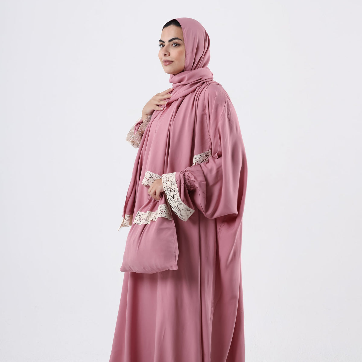 Prayer Dress One Piece With Headscarf Pink - Noury Hub