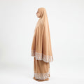 Prayer Dress Two Pieces Dantel Beige Abaya - Noury Hub