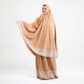 Prayer Dress Two Pieces Dantel Beige Abaya - Noury Hub