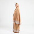 Prayer Dress Two Pieces Dantel Beige Abaya - Noury Hub